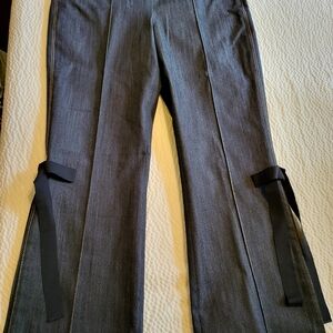 Stylish Denim Pants with Blue Ribbon Detail, Flair